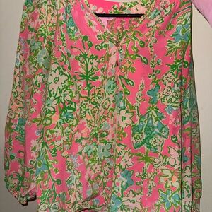 Lilly Pulitzer Vibrant Pink and Green Blouse